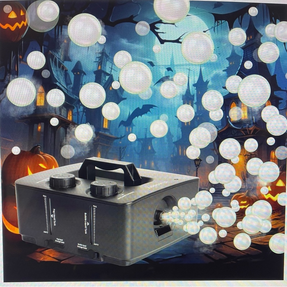2-in-1 Fog Bubble Machine, Smoke Bubble Maker for Stage Halloween Black
